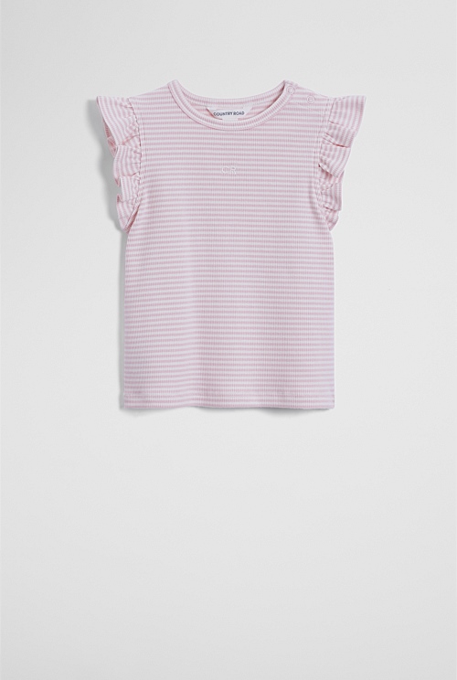 Australian Cotton Blend Short Sleeve Stripe Rib T-Shirt Australian Cotton Blend Short Sleeve Stripe Rib T-Shirt