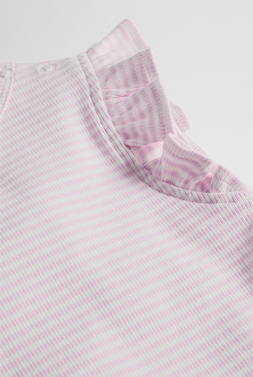 Australian Cotton Blend Short Sleeve Stripe Rib T-Shirt Australian Cotton Blend Short Sleeve Stripe Rib T-Shirt