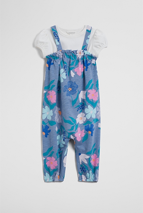 Organically Grown Cotton Short Sleeve Print Overall Set Organically Grown Cotton Short Sleeve Print Overall Set
