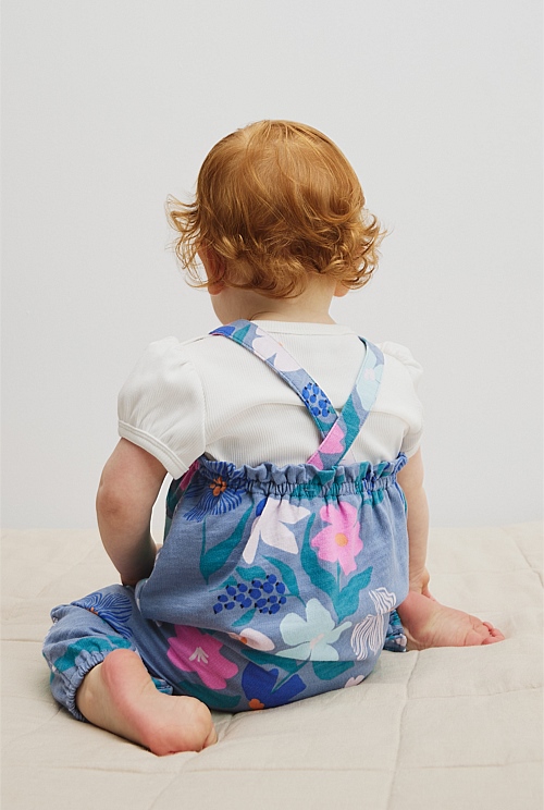Organically Grown Cotton Short Sleeve Print Overall Set Organically Grown Cotton Short Sleeve Print Overall Set