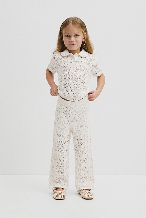 Australian Cotton Short Sleeve Collar Knit Top Australian Cotton Short Sleeve Collar Knit Top
