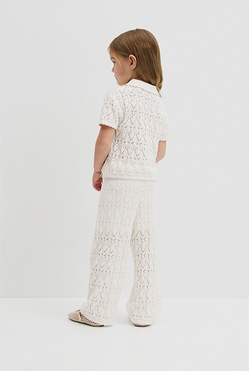 Australian Cotton Short Sleeve Collar Knit Top Australian Cotton Short Sleeve Collar Knit Top