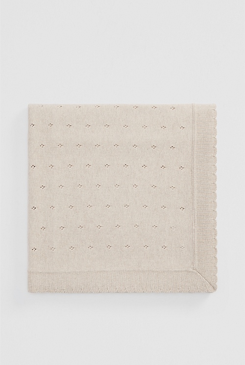 Organically Grown Cotton Blend Knit Detail Blanket Organically Grown Cotton Blend Knit Detail Blanket