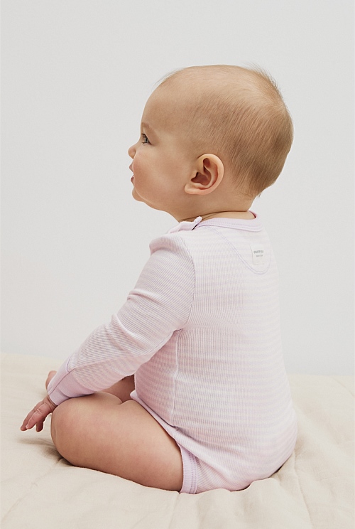 Organically Grown Cotton Long Sleeve Rib Bodysuit Organically Grown Cotton Long Sleeve Rib Bodysuit