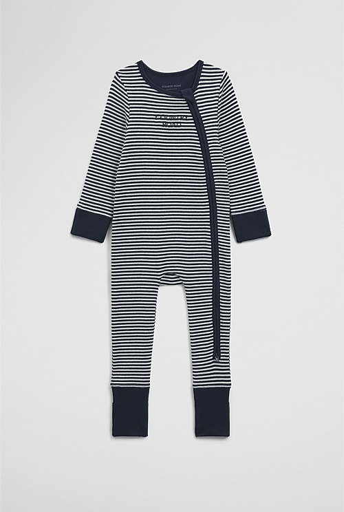 Organically Grown Cotton Stripe Rib Jumpsuit Organically Grown Cotton Stripe Rib Jumpsuit