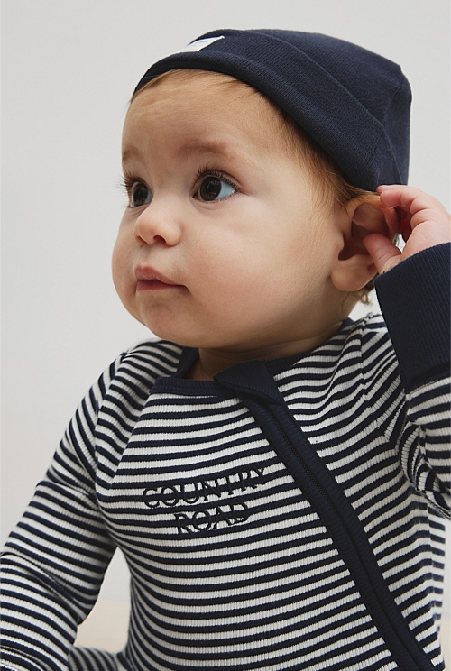 Organically Grown Cotton Stripe Rib Jumpsuit Organically Grown Cotton Stripe Rib Jumpsuit