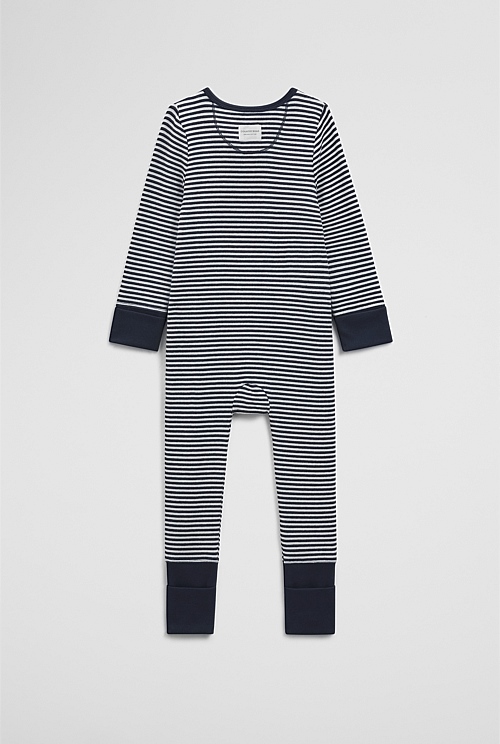 Organically Grown Cotton Stripe Rib Jumpsuit Organically Grown Cotton Stripe Rib Jumpsuit