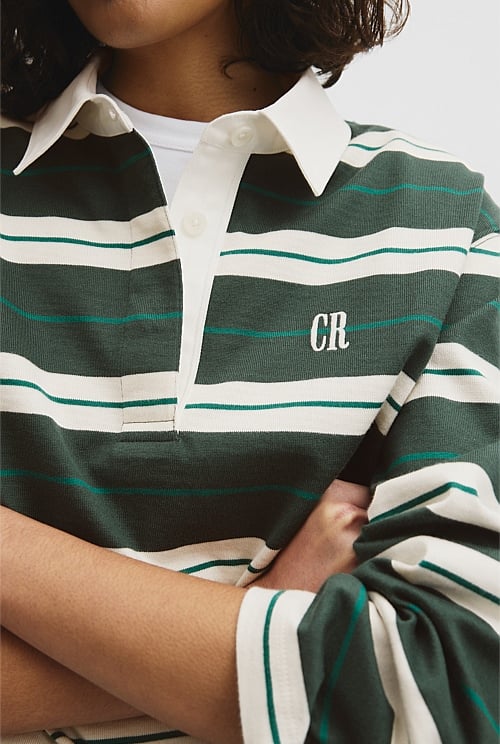 Australian Cotton Stripe Rugby Polo Sweat