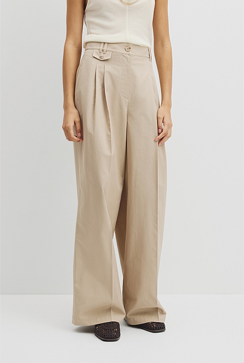 Cotton Blend Pleat Front Pant Cotton Blend Pleat Front Pant