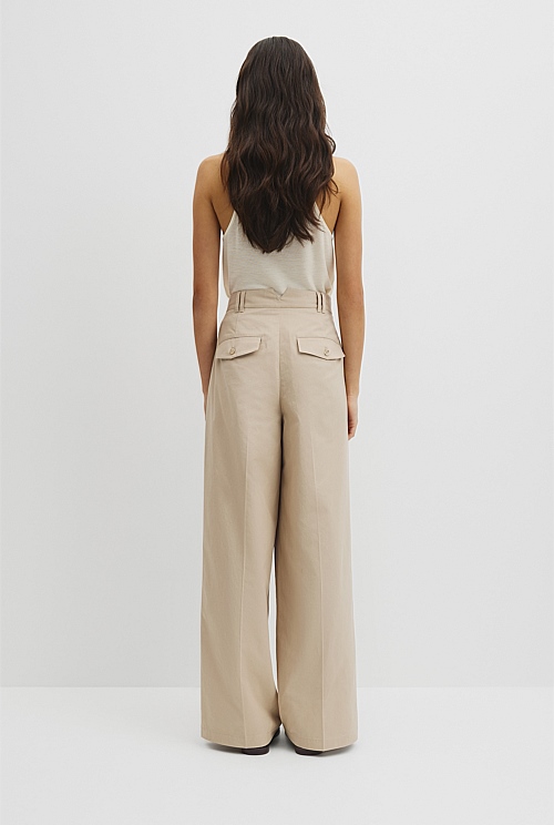 Cotton Blend Pleat Front Pant Cotton Blend Pleat Front Pant