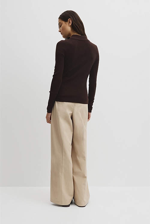 Merino Wool Silk Blend Collared Knit Merino Wool Silk Blend Collared Knit