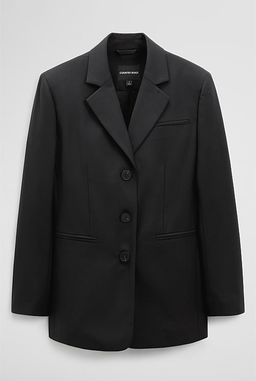 Wool Blend Tailored Blazer