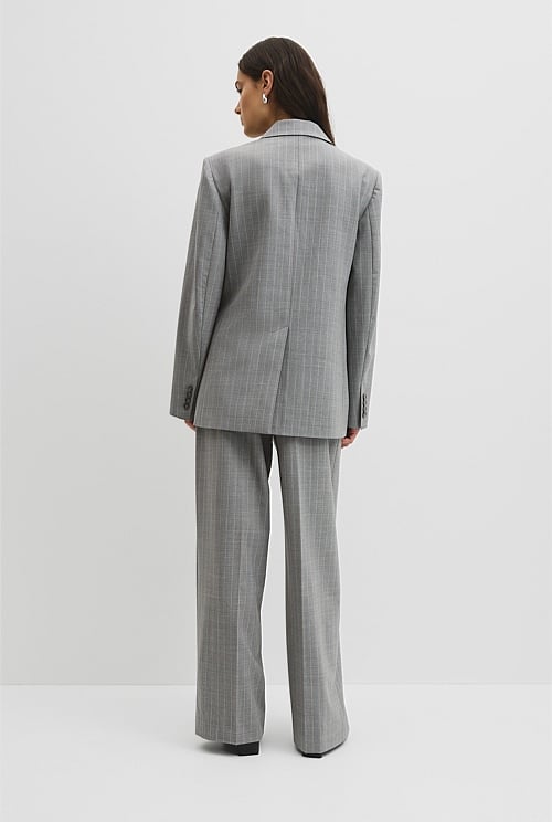 Wool Blend Pinstripe Classic Blazer