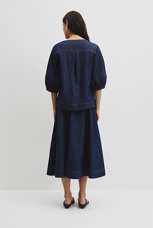 Short Sleeve Denim Blouse