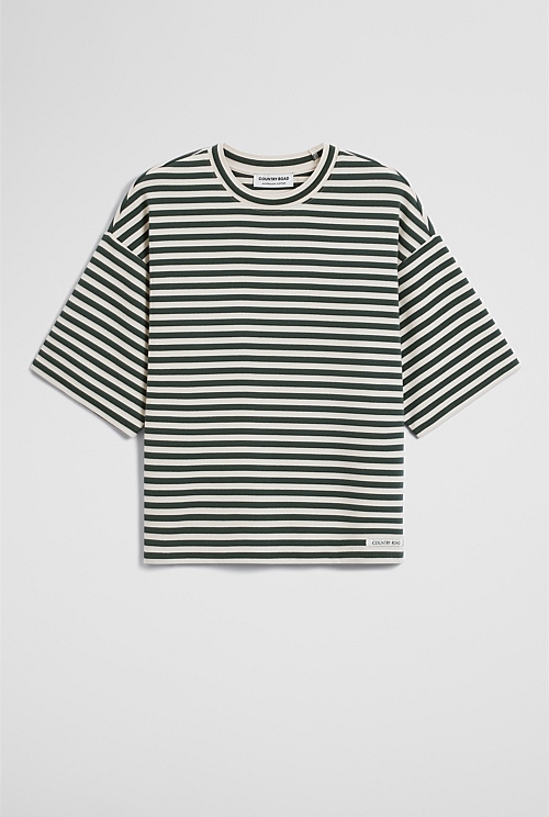 Australian Cotton Blend Stripe Boxy T-Shirt Australian Cotton Blend Stripe Boxy T-Shirt