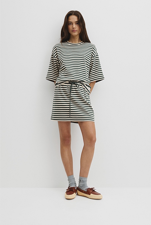 Australian Cotton Blend Stripe Boxy T-Shirt Australian Cotton Blend Stripe Boxy T-Shirt