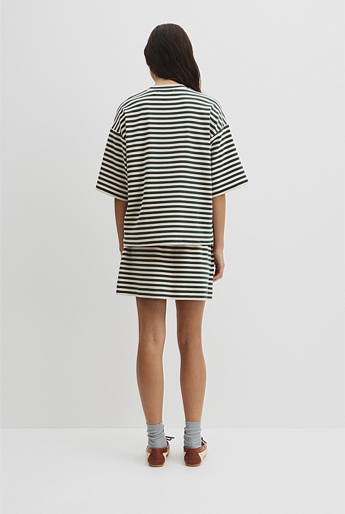Australian Cotton Blend Stripe Boxy T-Shirt Australian Cotton Blend Stripe Boxy T-Shirt