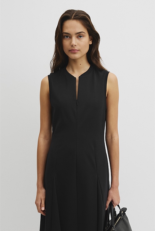 Panel Zip Neck Ponte Dress Panel Zip Neck Ponte Dress