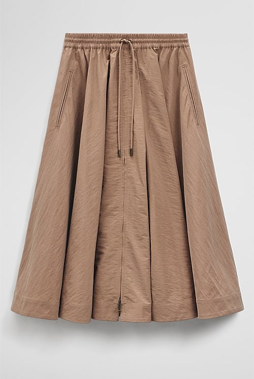 Parachute Midi Zip Skirt