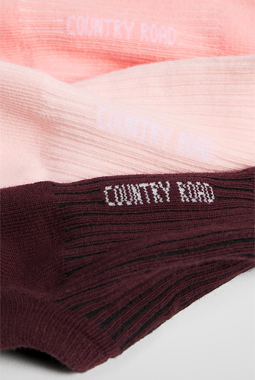 Australian Cotton Rib No-Show Sock Pack of 3 Australian Cotton Rib No-Show Sock Pack of 3