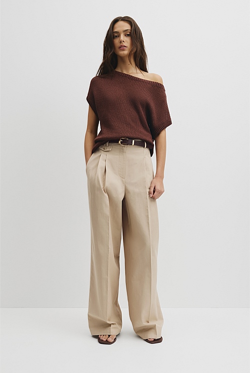Organically Grown Cotton Asymmetric Tape Knit T-Shirt Organically Grown Cotton Asymmetric Tape Knit T-Shirt