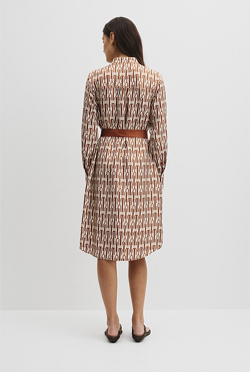 Printed Silk Midi Shirt Dress Printed Silk Midi Shirt Dress