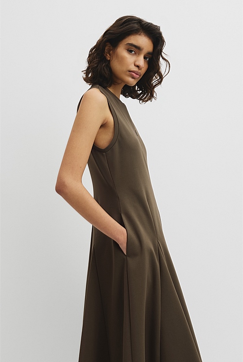 Panel Zip Neck Ponte Dress Panel Zip Neck Ponte Dress