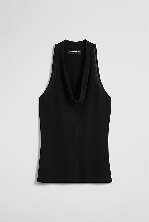 Wool V-Neck Drape Tank