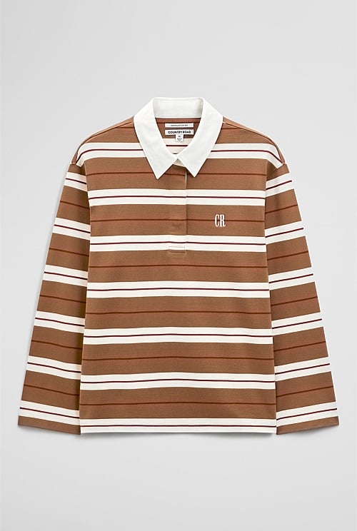 Australian Cotton Stripe Rugby Polo Sweat
