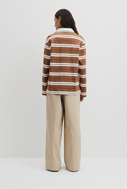 Australian Cotton Stripe Rugby Polo Sweat