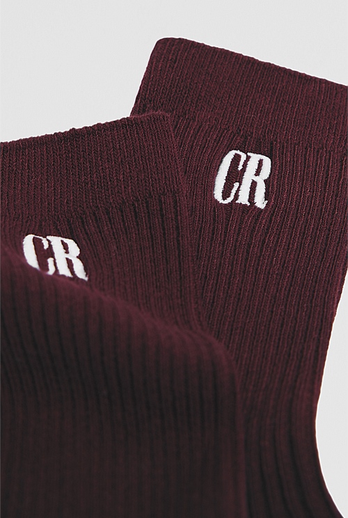 Australian Cotton Blend CR Ribbed Three Quarter Crew Sock Australian Cotton Blend CR Ribbed Three Quarter Crew Sock