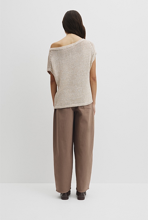 Organically Grown Cotton Asymmetric Tape Knit T-Shirt Organically Grown Cotton Asymmetric Tape Knit T-Shirt