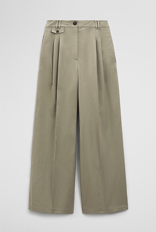 Cotton Blend Pleat Front Pant