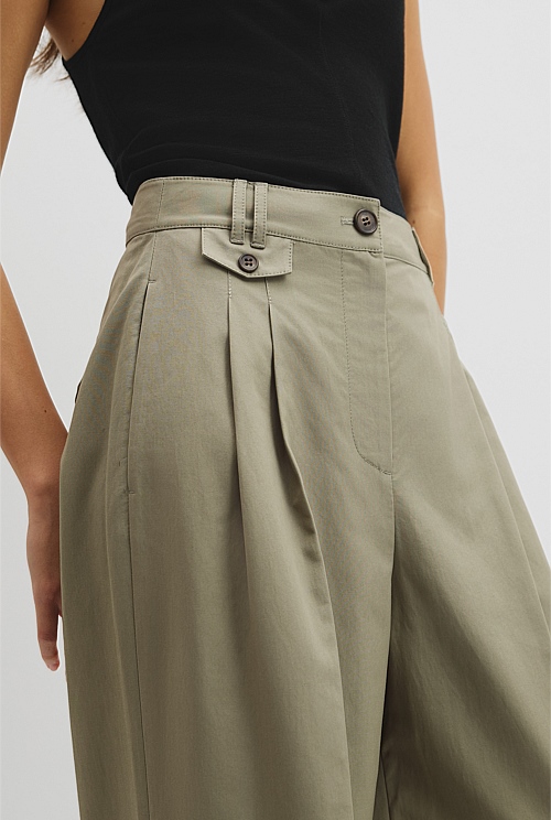 Cotton Blend Pleat Front Pant