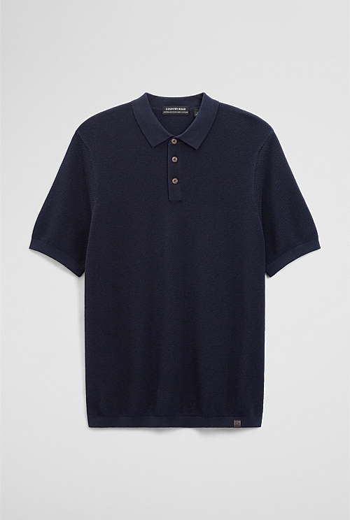 Short Sleeve Good Earth Cotton Pique Knit Polo Short Sleeve Good Earth Cotton Pique Knit Polo