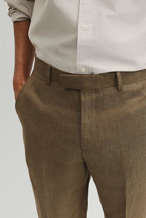 Regular Fit Tapered Linen Pant