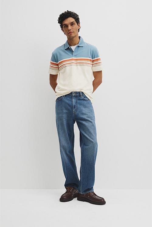 Australian Cotton Short Sleeve Engineered Button Polo Australian Cotton Short Sleeve Engineered Button Polo