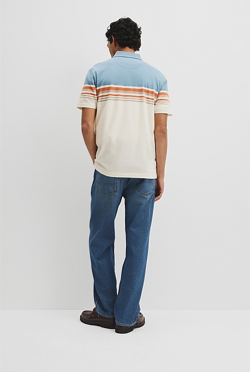 Australian Cotton Short Sleeve Engineered Button Polo Australian Cotton Short Sleeve Engineered Button Polo