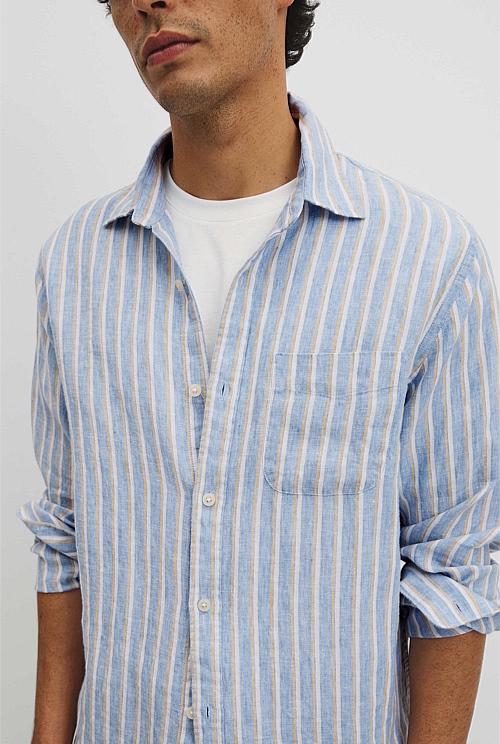 Regular Fit Linen Stripe Shirt Regular Fit Linen Stripe Shirt