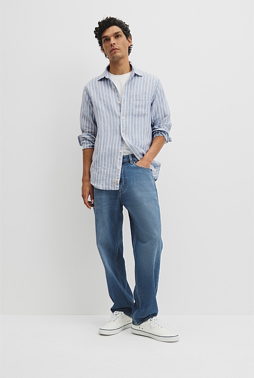 Regular Fit Linen Stripe Shirt Regular Fit Linen Stripe Shirt