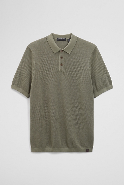 Short Sleeve Good Earth Cotton Pique Knit Polo