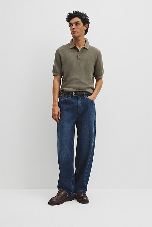 Short Sleeve Good Earth Cotton Pique Knit Polo
