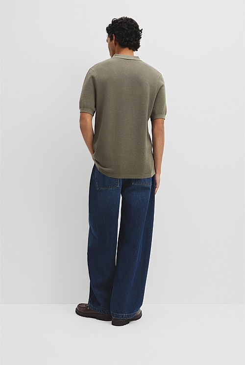 Short Sleeve Good Earth Cotton Pique Knit Polo