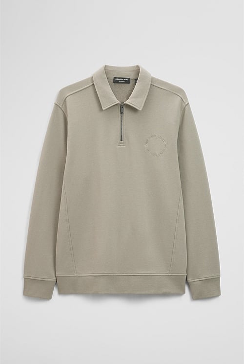 Australian Cotton Long Sleeve Folded Collar Sweat Australian Cotton Long Sleeve Folded Collar Sweat