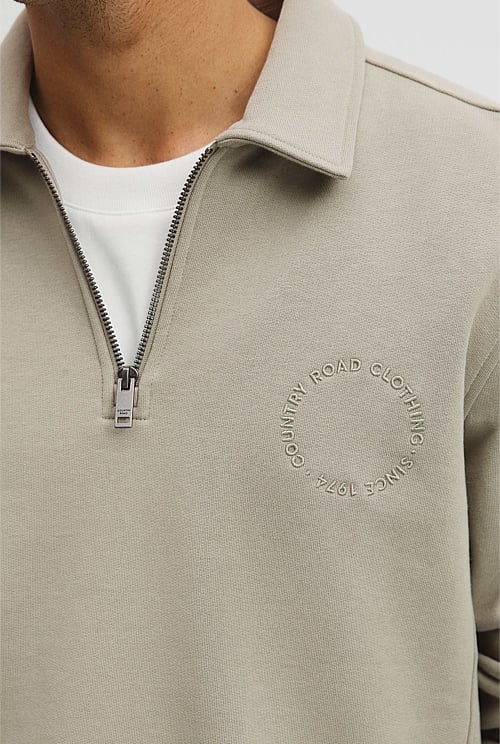 Australian Cotton Long Sleeve Folded Collar Sweat Australian Cotton Long Sleeve Folded Collar Sweat