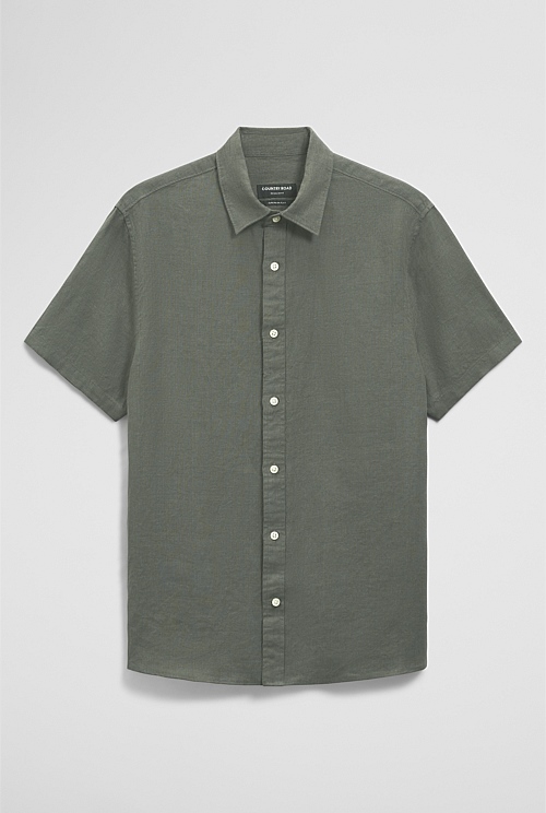 Regular Fit Short Sleeve Linen Shirt
