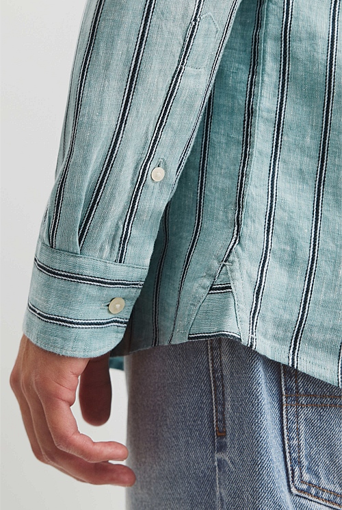 Regular Fit Linen Stripe Shirt Regular Fit Linen Stripe Shirt