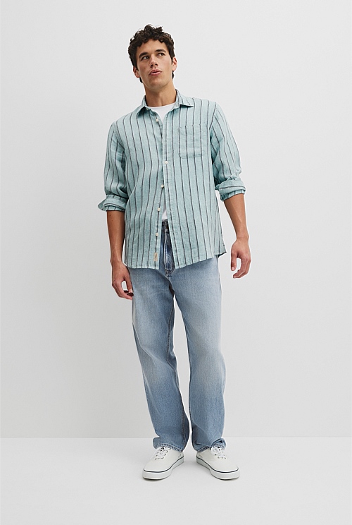 Regular Fit Linen Stripe Shirt Regular Fit Linen Stripe Shirt