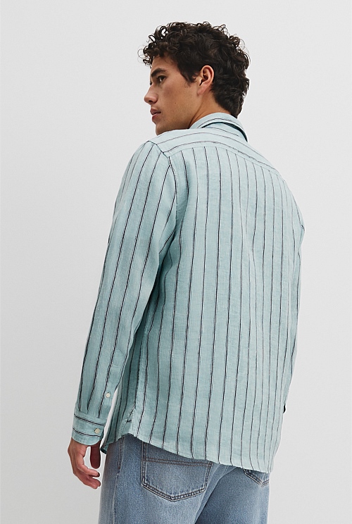 Regular Fit Linen Stripe Shirt Regular Fit Linen Stripe Shirt