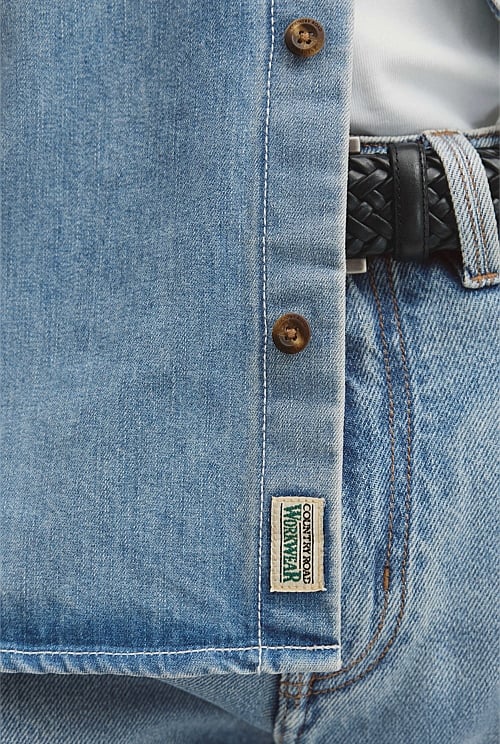Long Sleeve Regular Workwear Denim Over-Shirt